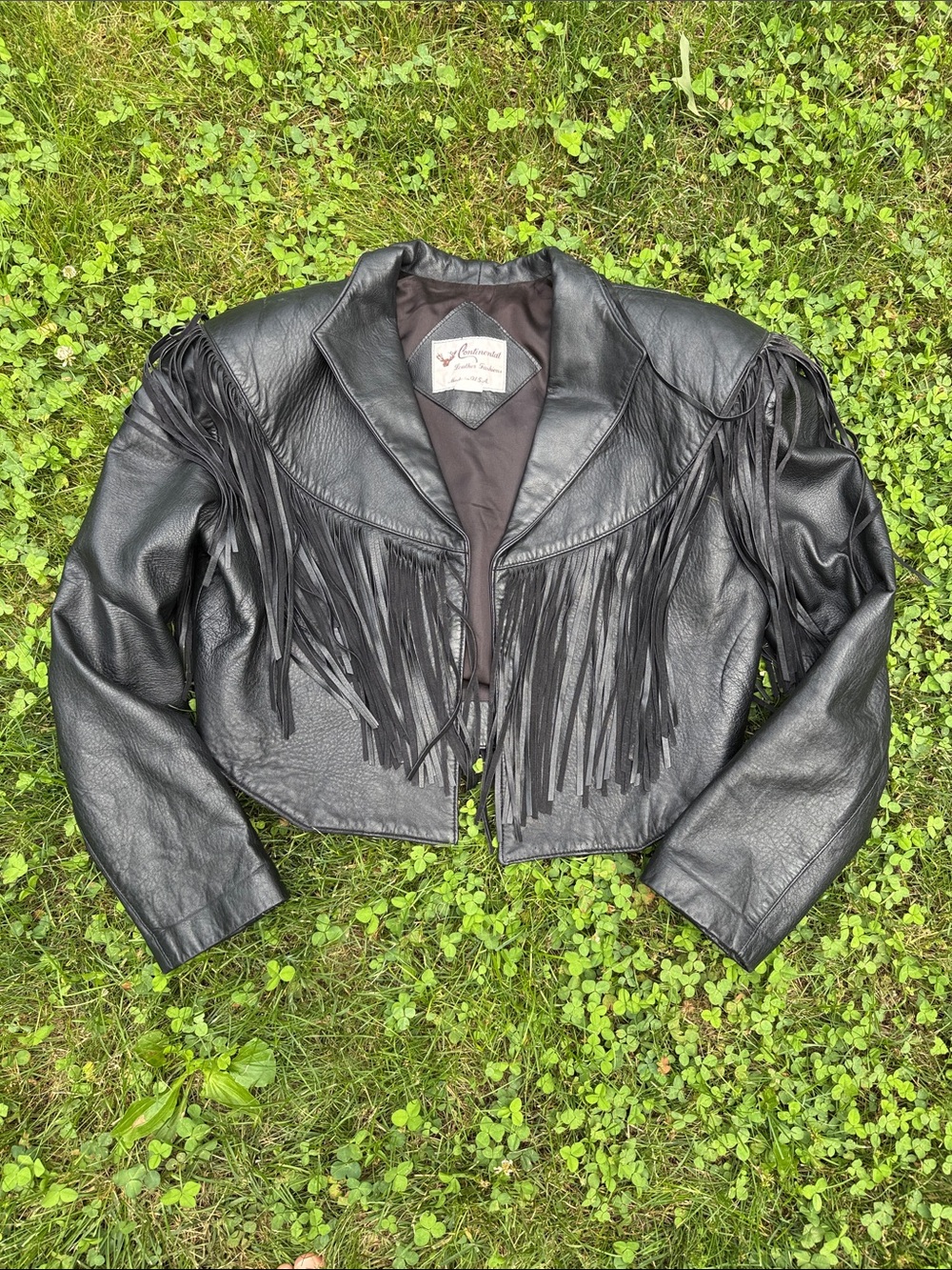 Vintage Classic cropped Black Leather Fringe Jacket - Women - made in the US